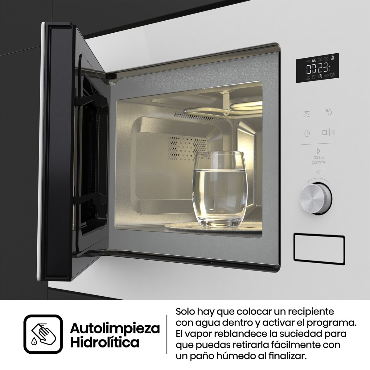 Microondas integrable Hisense 20 litros y grill - BIM320G52WG - Cristal blanco Cristal blanco-4