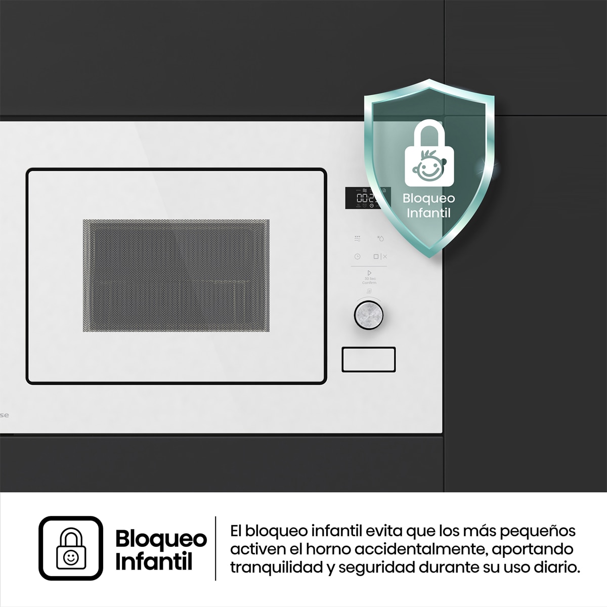 Microondas integrable Hisense 20 litros y grill - BIM320G52WG - Cristal blanco Cristal blanco-6