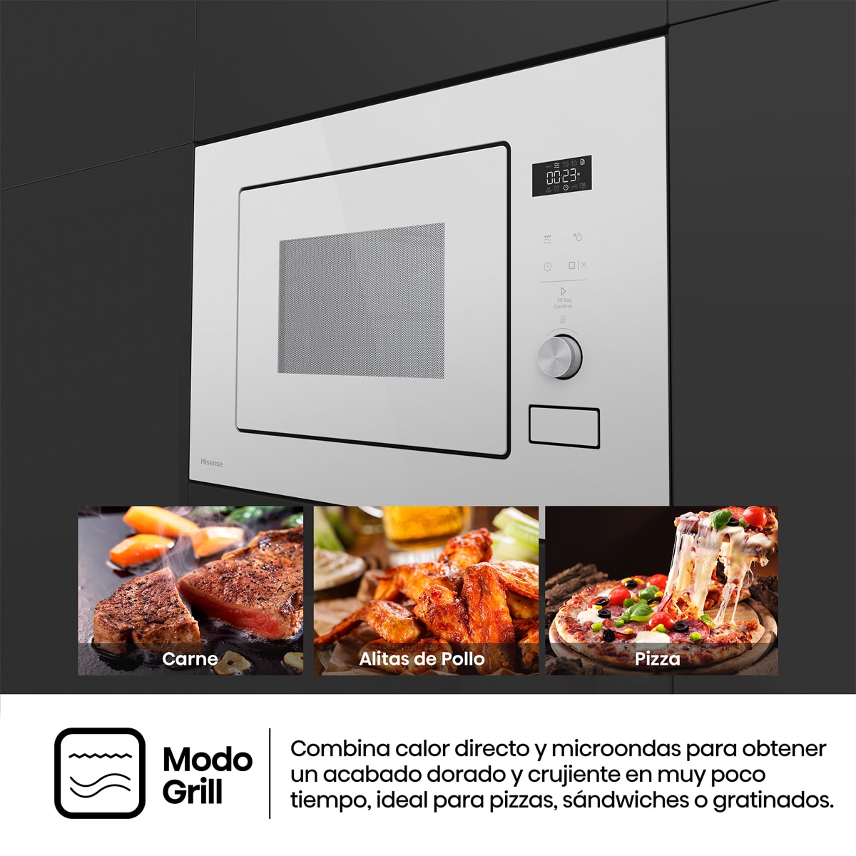 Microondas integrable Hisense 20 litros y grill - BIM320G52WG - Cristal blanco Cristal blanco-7