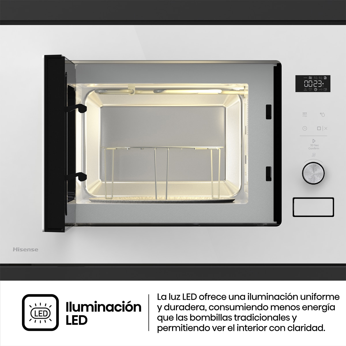 Microondas integrable Hisense 20 litros y grill - BIM320G52WG - Cristal blanco Cristal blanco-9
