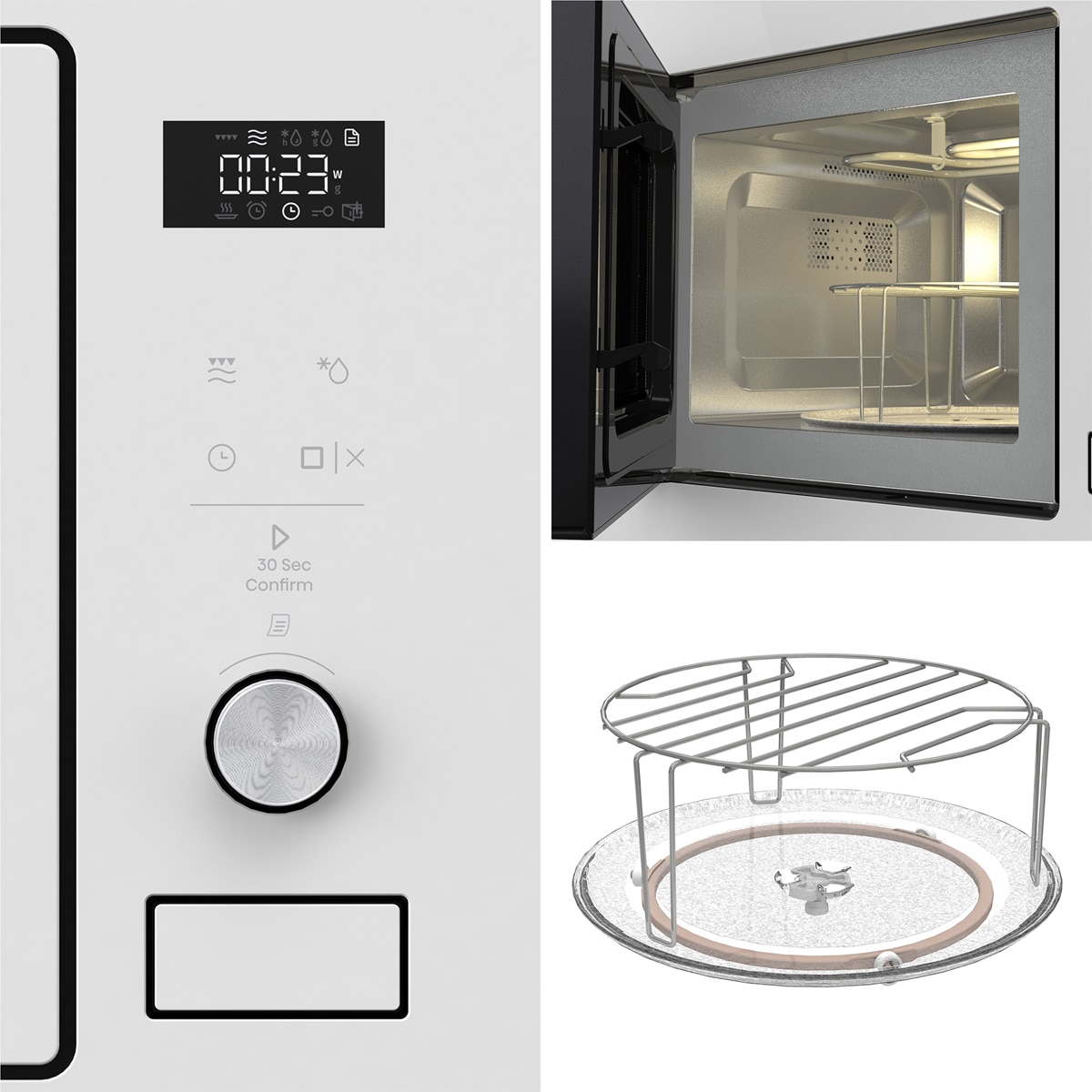 Microondas integrable Hisense 20 litros y grill - BIM320G52WG - Cristal blanco Cristal blanco-12