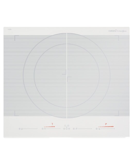 Imagem 0 de Placa de Indução Cata GIGA600WH de 2 Zonas Modelares ou 1 Zona de 40 cm e de 59 cm - Branco