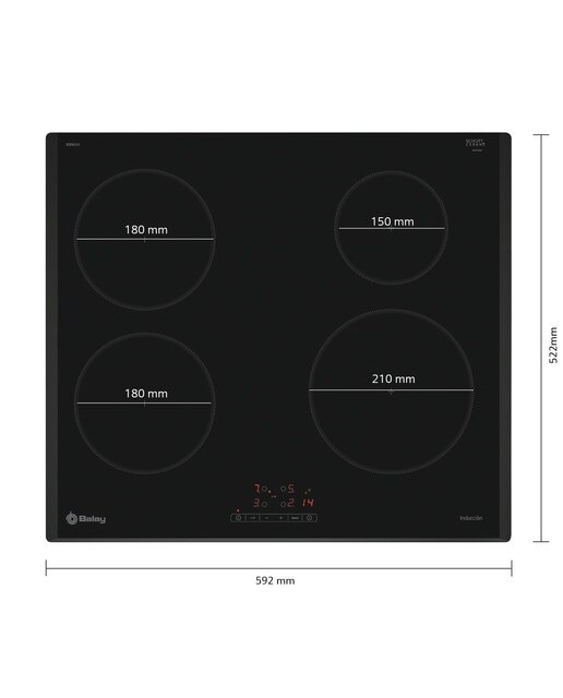 Placa de Indução Balay 3EB961LR com 4 Zonas e de 59,2 cm - Preto Preto-2
