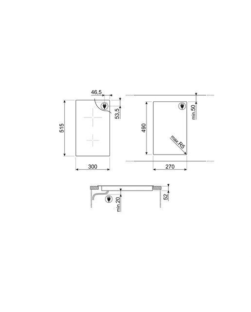Placa Modular de Indução Smeg Universal SI5322B com 2 Zonas e de 30 cm - Preto Preto-2