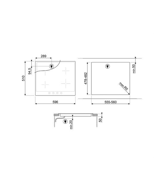Placa de Indução Smeg Victoria SI964NM de 4 Zonas e de 60 cm - Preto Preto-3