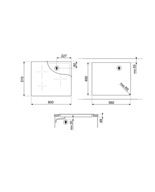 Placa de Indução Smeg Universal SI2M7643D de 4 Zonas ou 2 Multizona e de 60 cm - Preto Preto-3