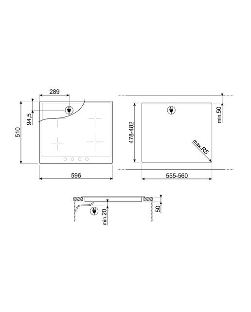Placa de Indução Smeg Victoria SI964PM com 4 Zonas e de 60 cm - Creme Creme-2