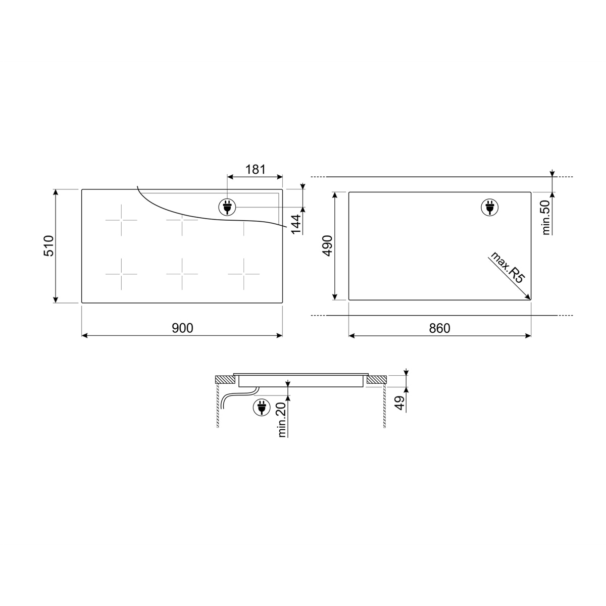 Placa Induccion Smeg 6 zonas - SIM3964D Negro-7