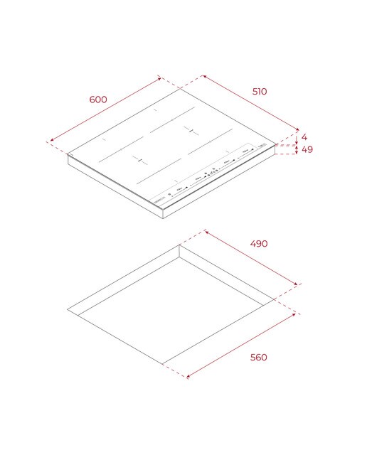 Placa de Indução Teka IBF 64-G1 MSP B Infinity G1 Italdesign de 4 Zonas e de 60 cm - Preto Mate Preto-2