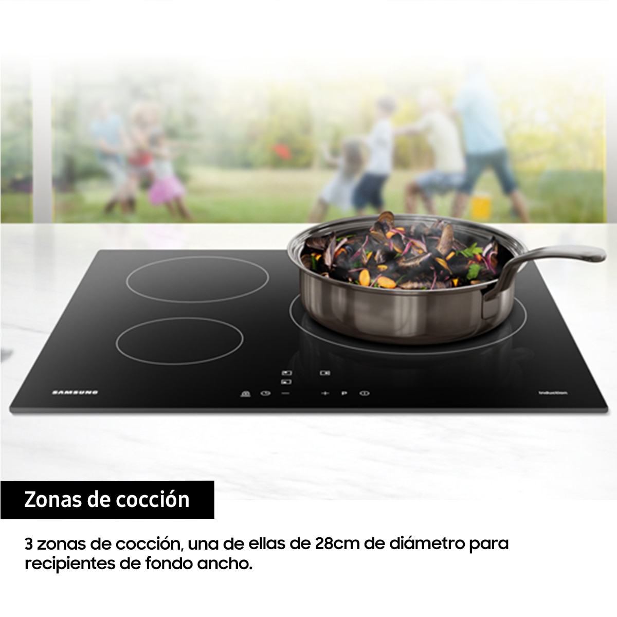 Placa de inducción Samsung con 3 zonas de cocción - NZ63M3NM1BB/UR Negro-4