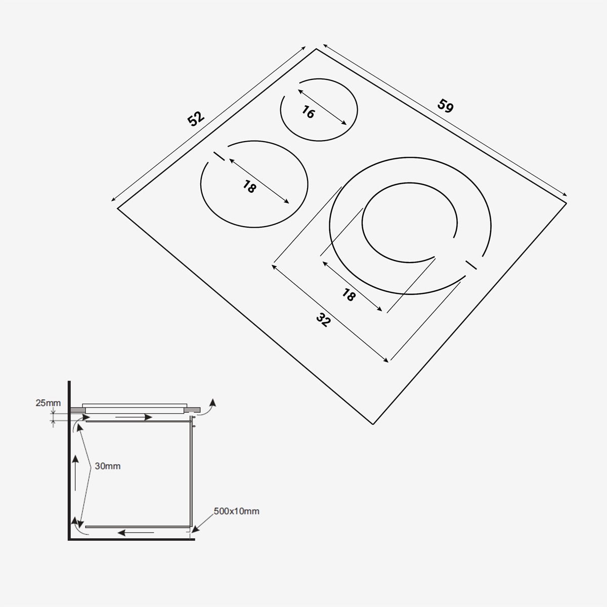 Placa de inducción Fagor de 60 cm, con Zona Gigante de 32 cm - 3IF355BS Negro-2