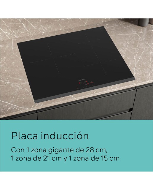 Placas de inducción Siemens 3 zonas de cocción - EH631BJB6E Negro-3
