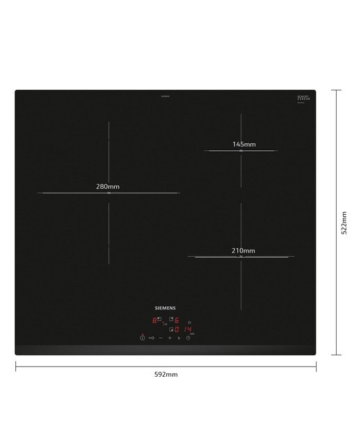 Placas de inducción Siemens 3 zonas de cocción - EU63KBJB5E Negro-2