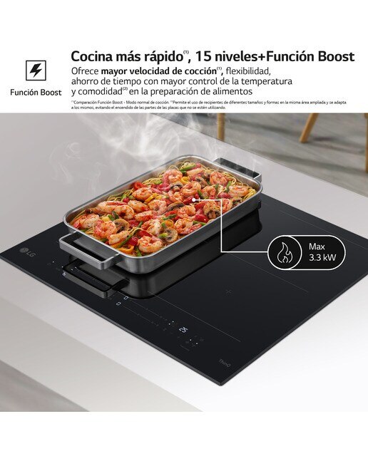 Placa de inducción LG 2 zonas +1 flex, 59 cm - CBIZ2435B Negro-6