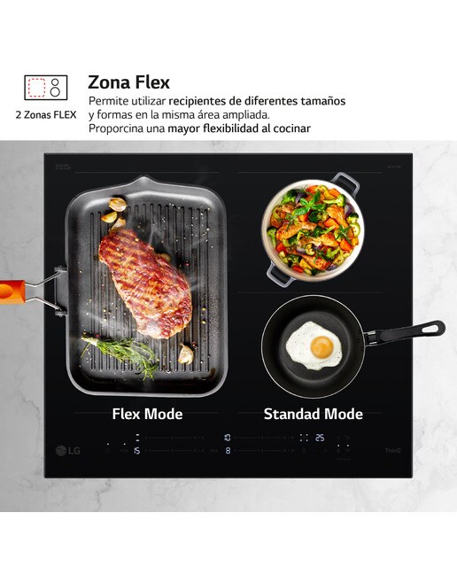 Placa de inducción LG 2 zonas +1 flex, 59 cm - CBIZ2435B Negro-7