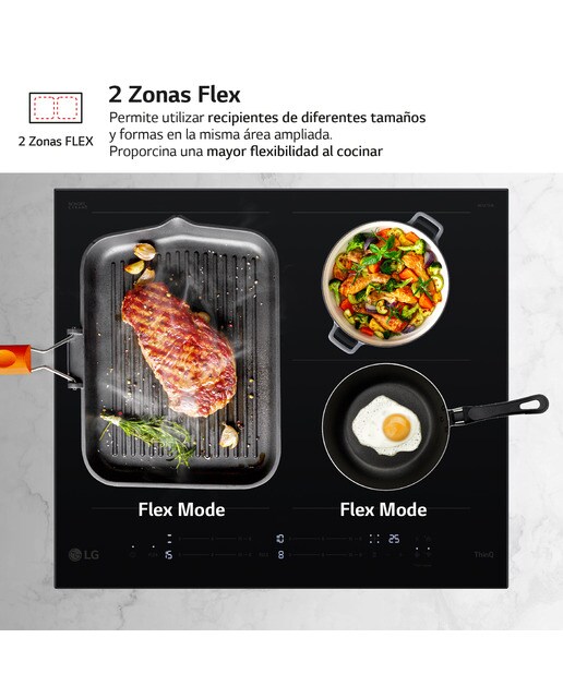 Placa de inducción LG 2 zonas Flex, 59 cm - CBIZ2437B Negro-7