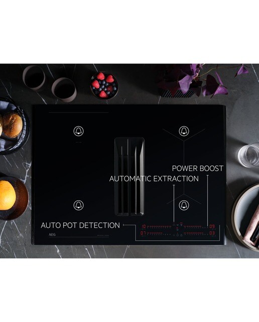 Placa de Indução com Exaustor Integrado AEG Série 6000 Bridge TCH74B01FB Função Ponte e Power de 4 Zonas e 68 cm - Preto Preto-8