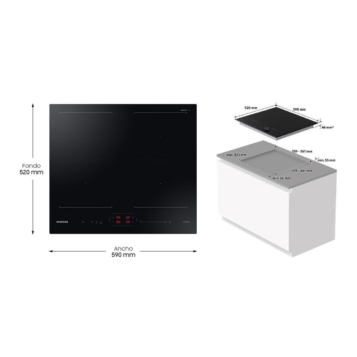 Placa inducción Samsung Zona gigante Dual Flex - NZ64B5066KK/U1 Negro-2