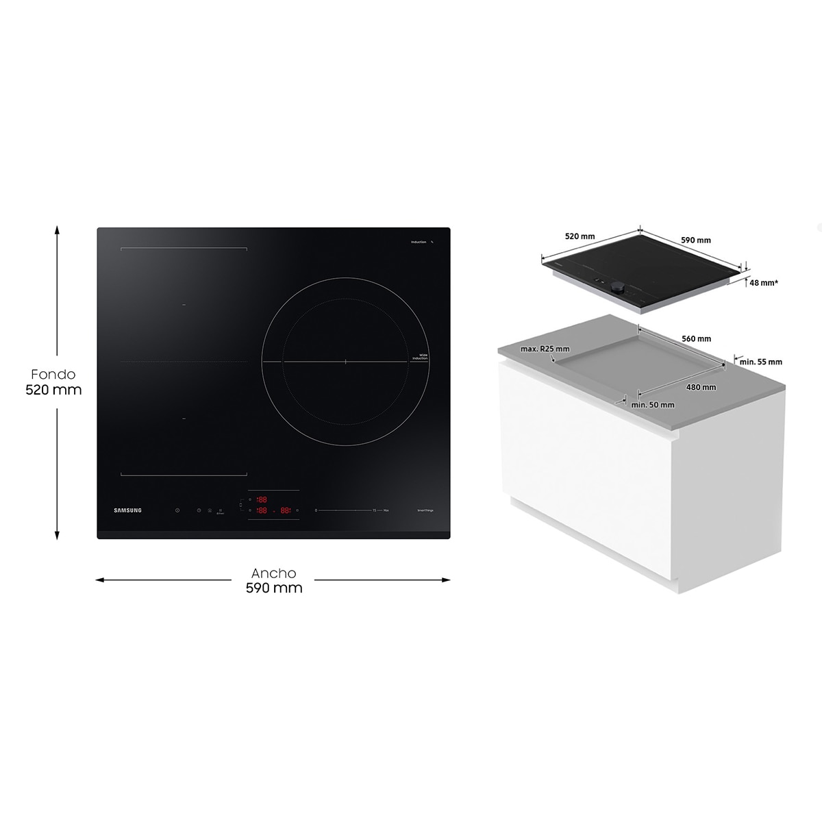 Placa inducción Samsung Zona gigante Dual Flex - NZ63B5046GK/U1 Negro-2