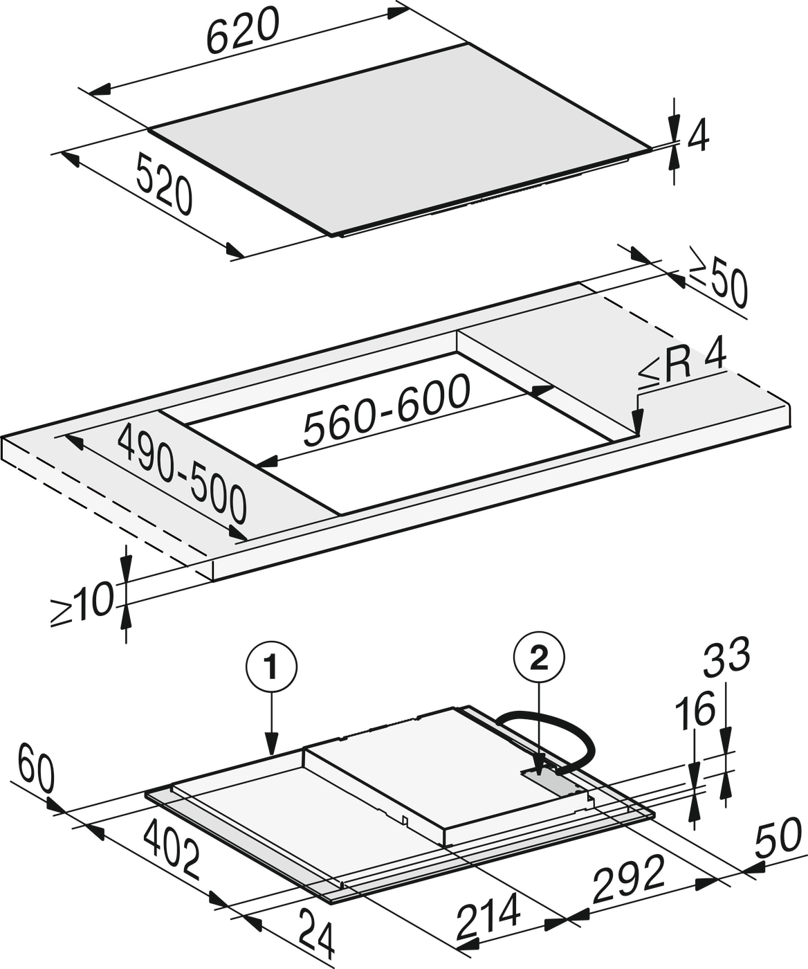 Placa de Indução Miele KM 7361 FL de 4 Zonas e de 62 cm - Preto Preto-2