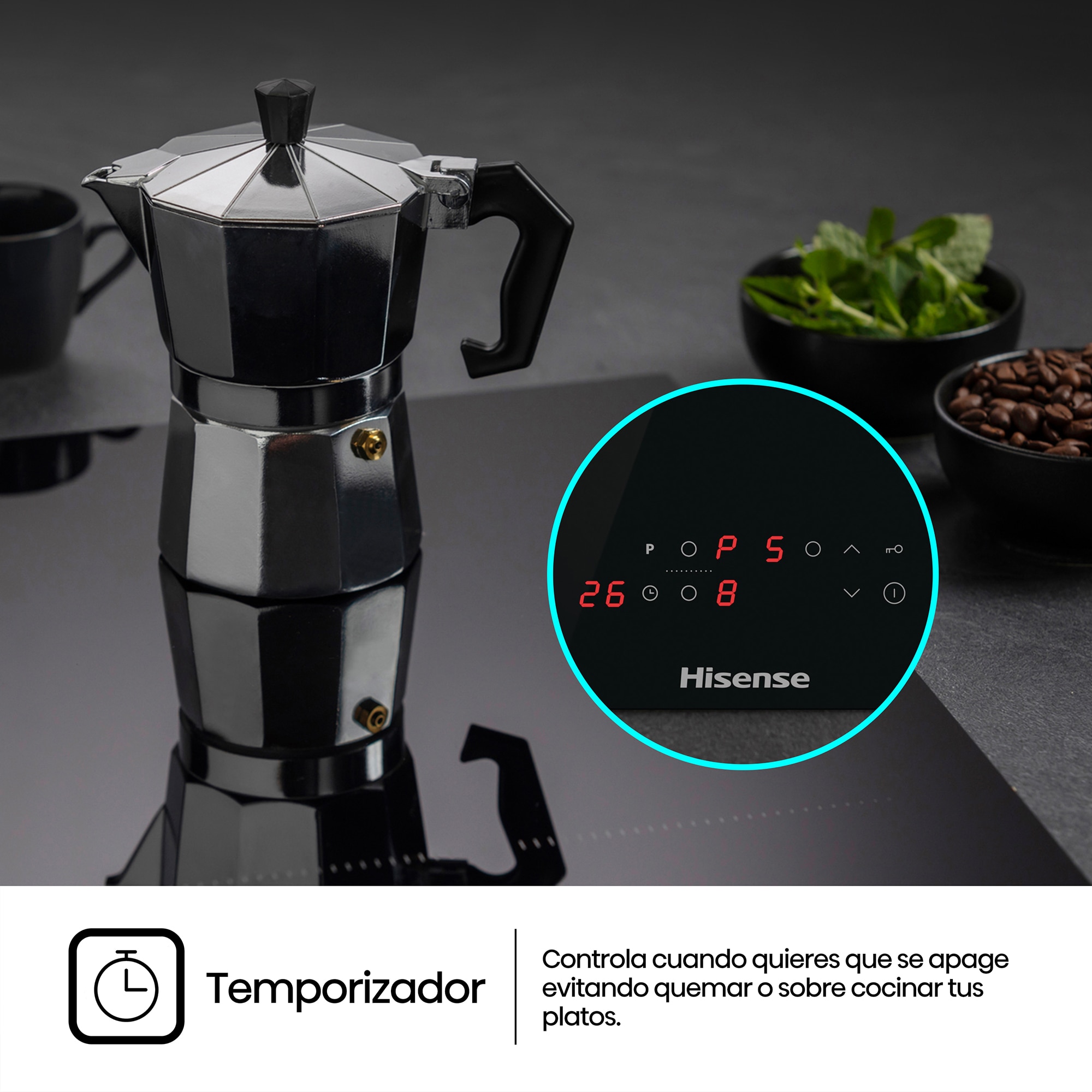Placa inducción Hisense con 3 zonas de cocción - HI6311BSCE Negro-9