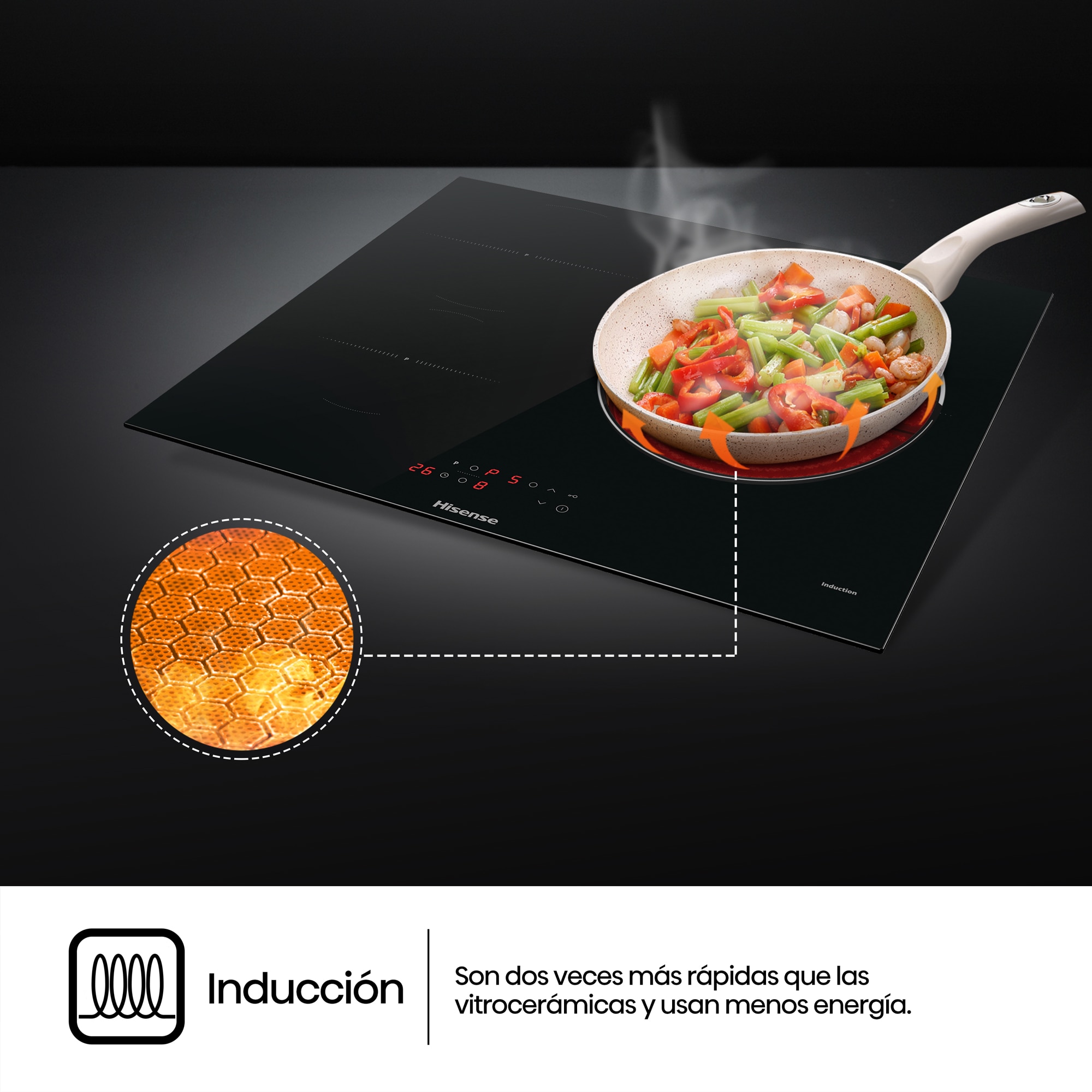 Placa inducción Hisense con 3 zonas de cocción - HI6321BSCE Negro-7