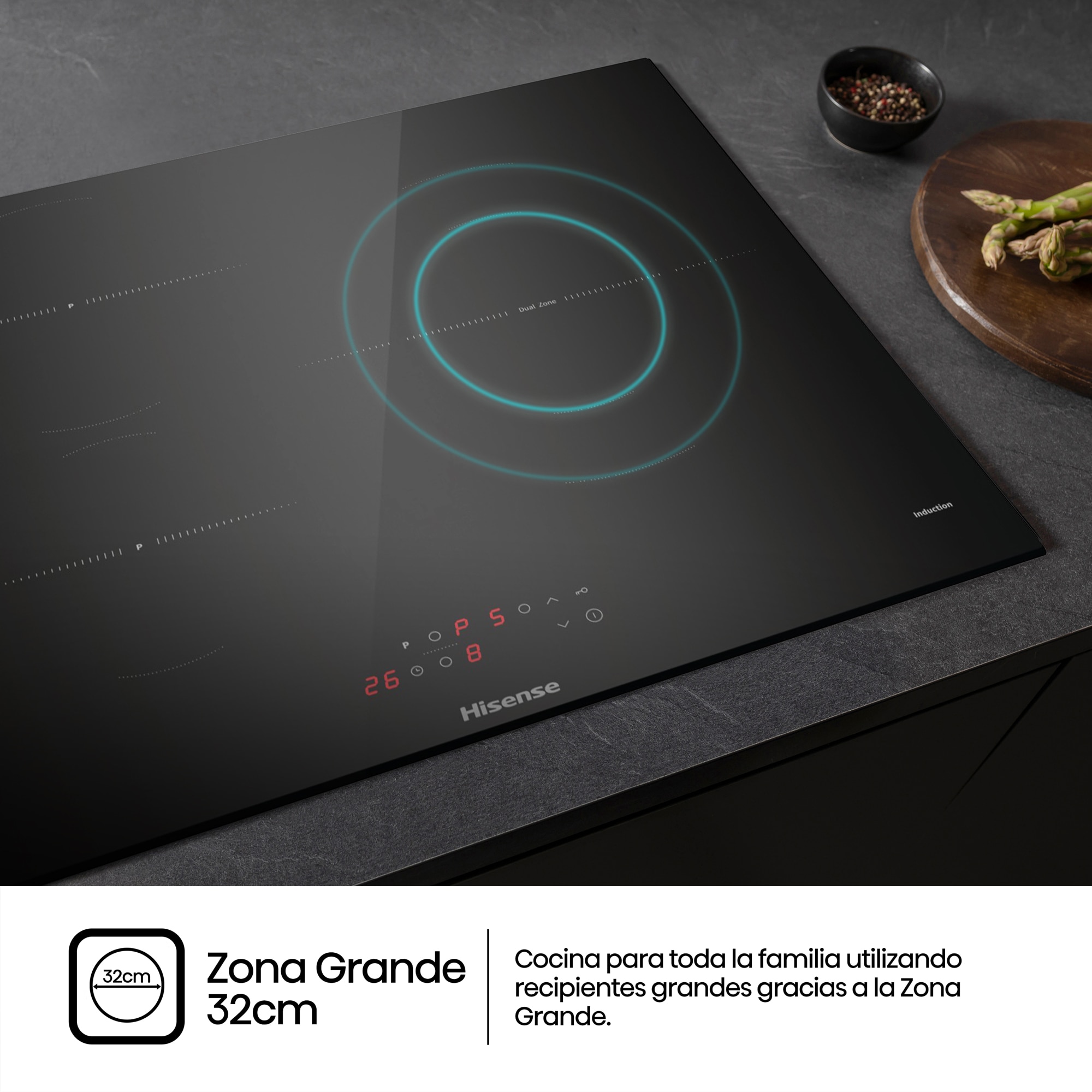 Placa inducción Hisense con 3 zonas de cocción - HI6321BSCE Negro-10