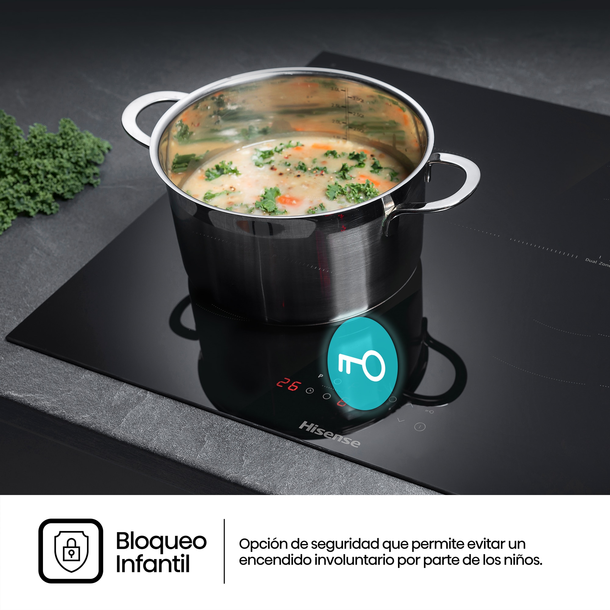 Placa inducción Hisense con 3 zonas de cocción - HI6321BSCE Negro-12