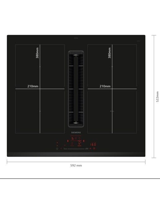 Placa de Indução com Exaustor Integrado Siemens iQ500 ED631HQ26E com 4 Zonas e de 60 cm - Preto Preto-2