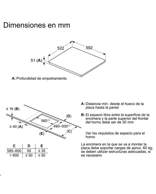 Placa inducción Siemens con 3 zonas de cocción - EH631HDC1E Negro-2
