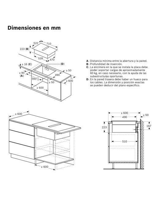Placa de inducción Bosch con extractor integrado, 2 zonas CombiInducción - PVQ731H26E Negro-2