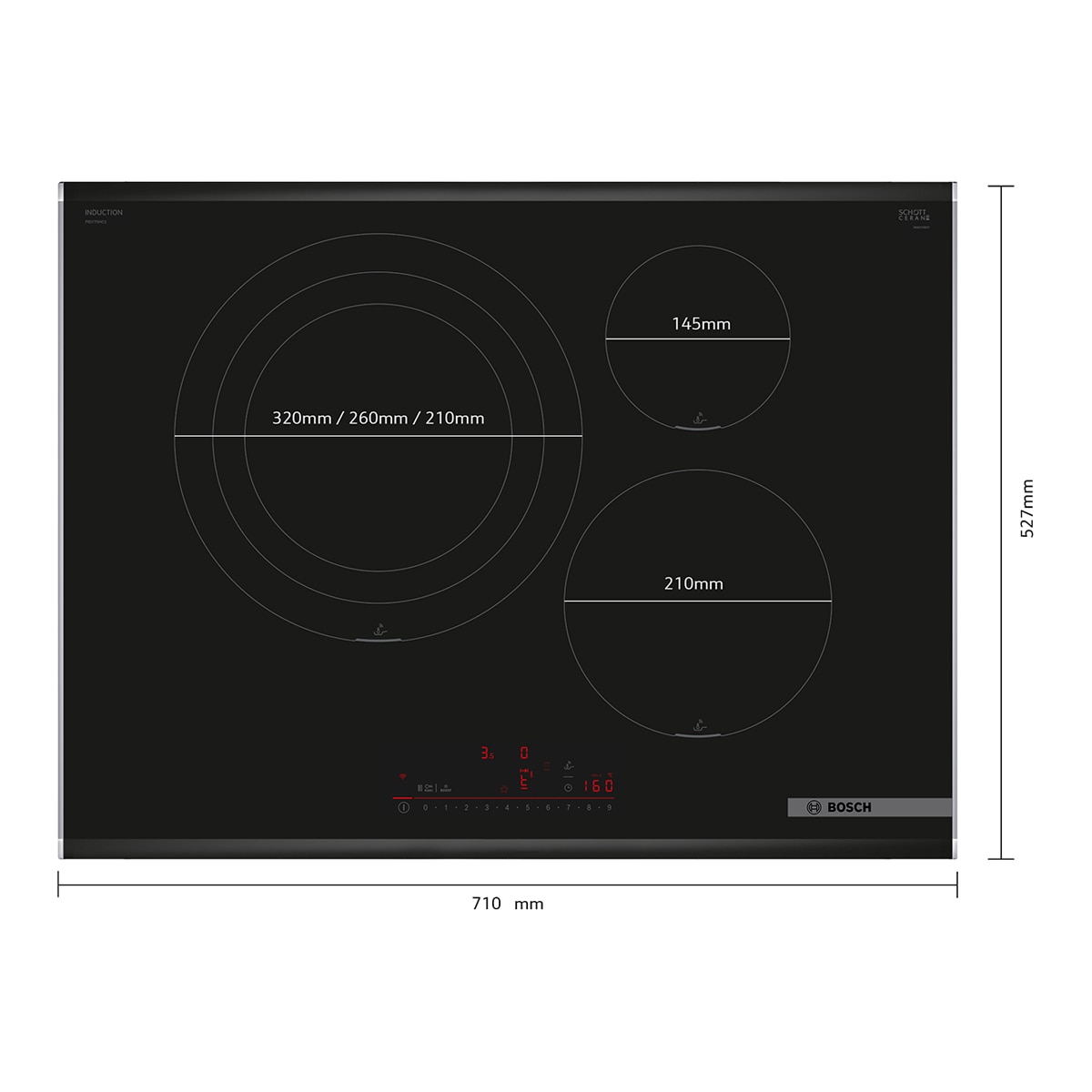 Placa de inducción Bosch con 3 zonas de cocción - PID775HC1E Negro-2