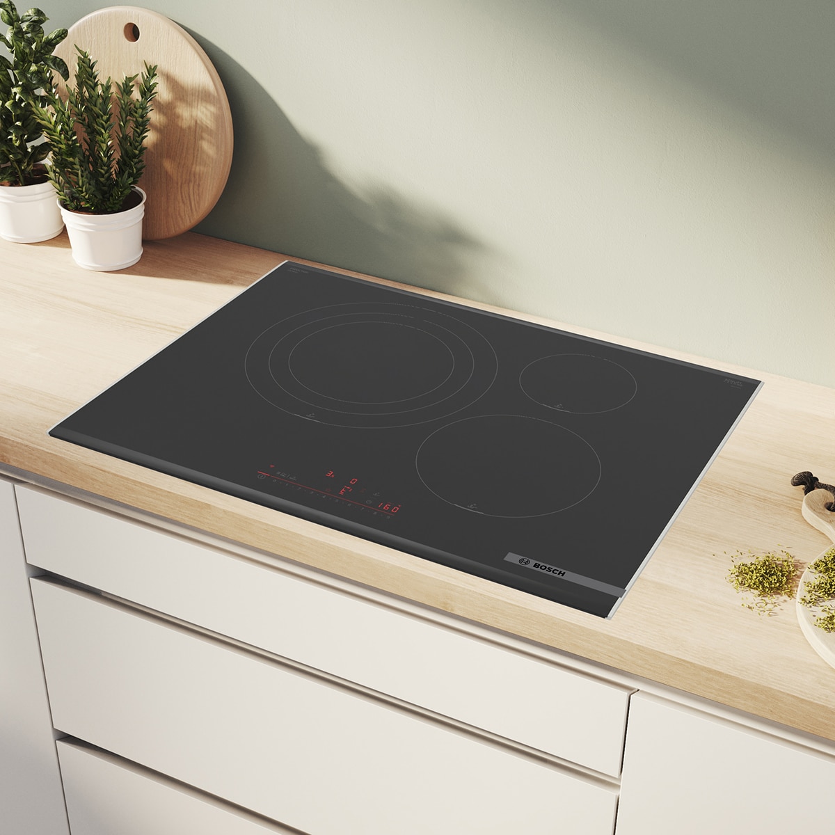 Placa de inducción Bosch con 3 zonas de cocción - PID775HC1E Negro-3