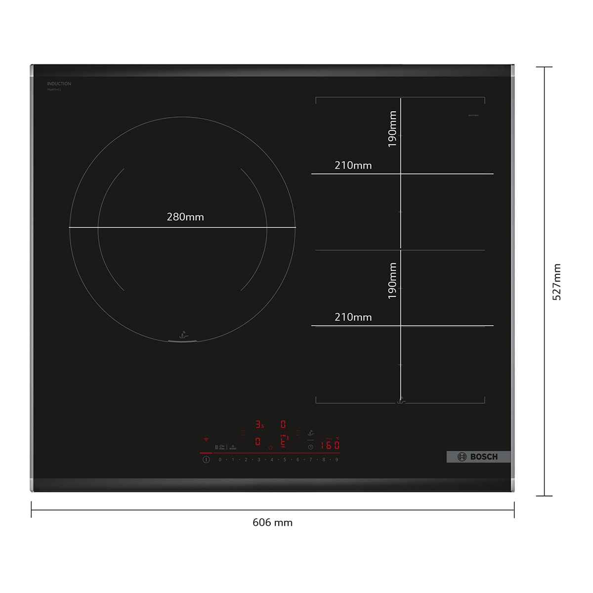 Placa de inducción Bosch con 2 zonas de cocción, zona Flex - PXJ675HC1E Negro-2