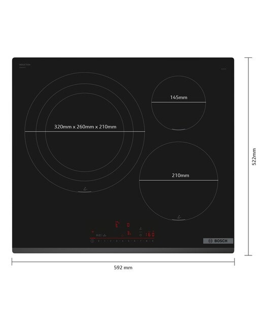 Placa de Indução Bosch Serie 6 PID631HC1E de 3 Zonas e de 60 cm - Preto Preto-2