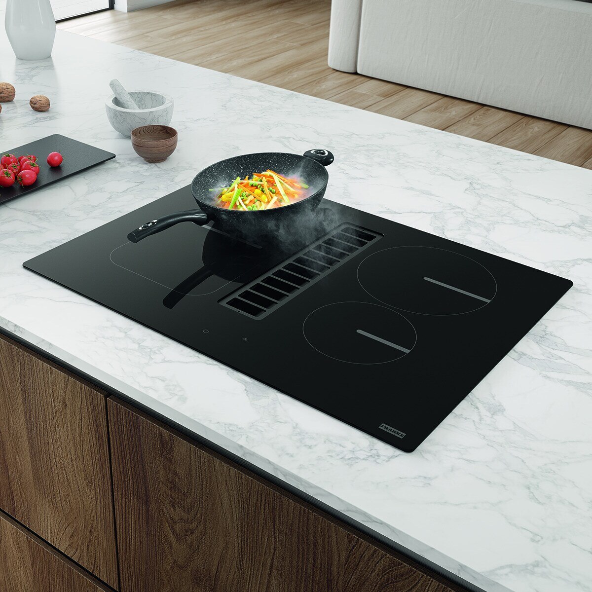 Placa de inducción Franke 4 zonas de cocción con extractor integrado - 3400678203 Negro-2