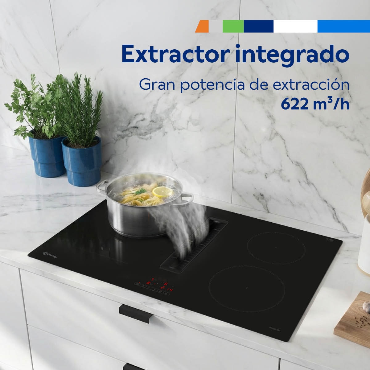 Placa de Indução com Exaustor Integrado Balay 3EBC983ER de 3 Zonas e de 80 cm - Preto Preto-6