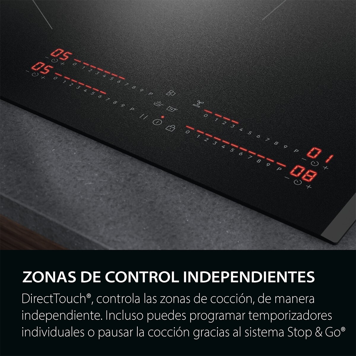 Placa de inducción AEG función puente, 3 zonas de cocción, Saphirmatt - TI63IQ30FZ Negro mate-11