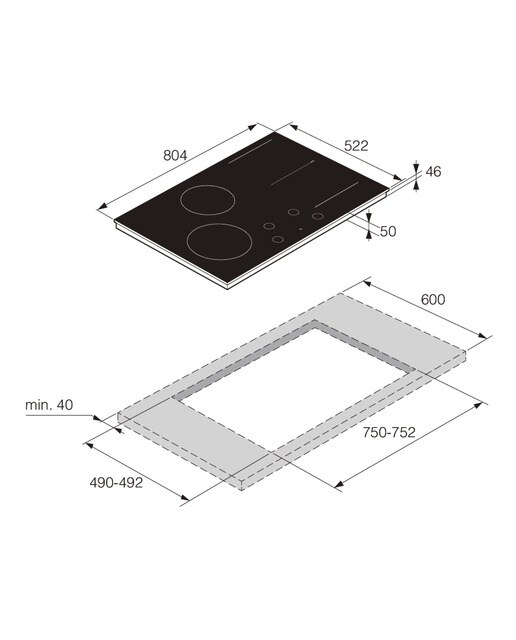 Placa de Indução Asko HID824GC de 4 Zonas e de 80,4 cm - Preto Vidro preto-3