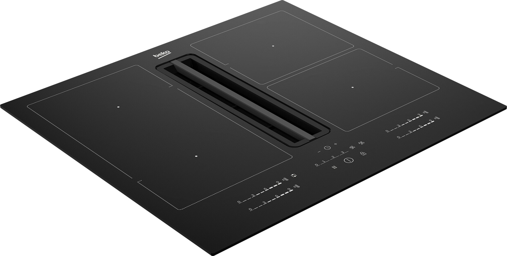Placa de inducción Beko con 4 zonas de cocción, con extractor integrado - HIXI 64700 UF - Negro Negro-4