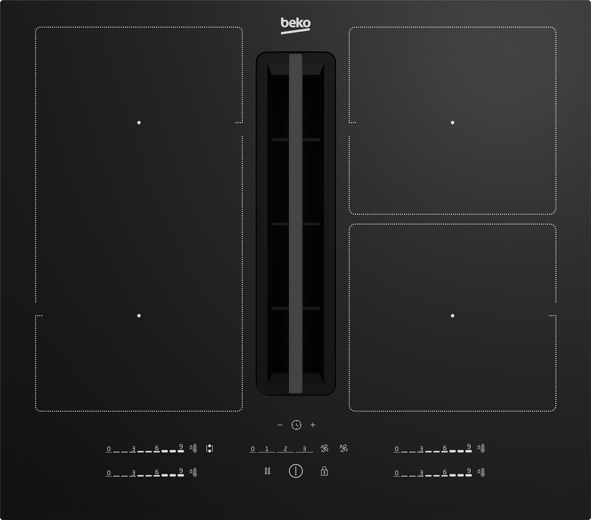 Placa de inducción Beko con 4 zonas de cocción, con extractor integrado - HIXI 64700 UF - Negro Negro-5