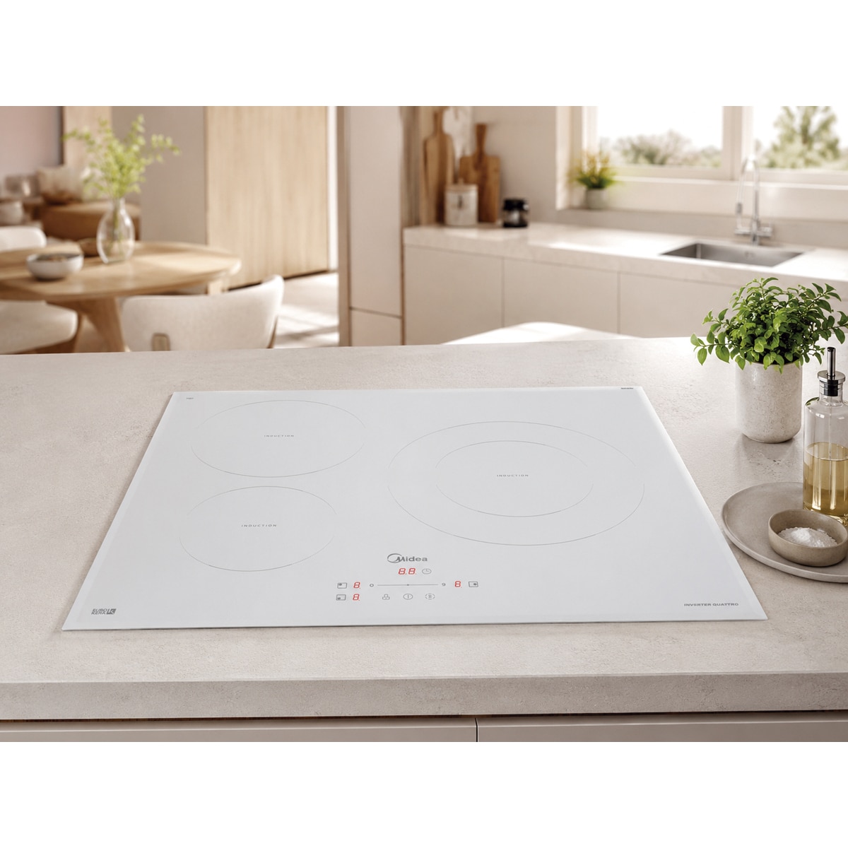 Placa de Indução Midea MIH740T278W1 de 3 Zonas e de 59 cm - Branco Cristal branco-11