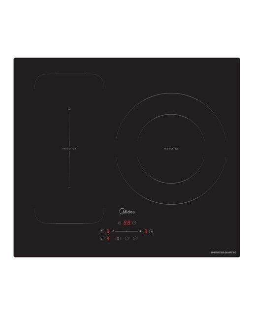Placa inducción Midea con 3 zonas de cocción, Zona Gigante - MIH740T279K0 Cristal negro-1
