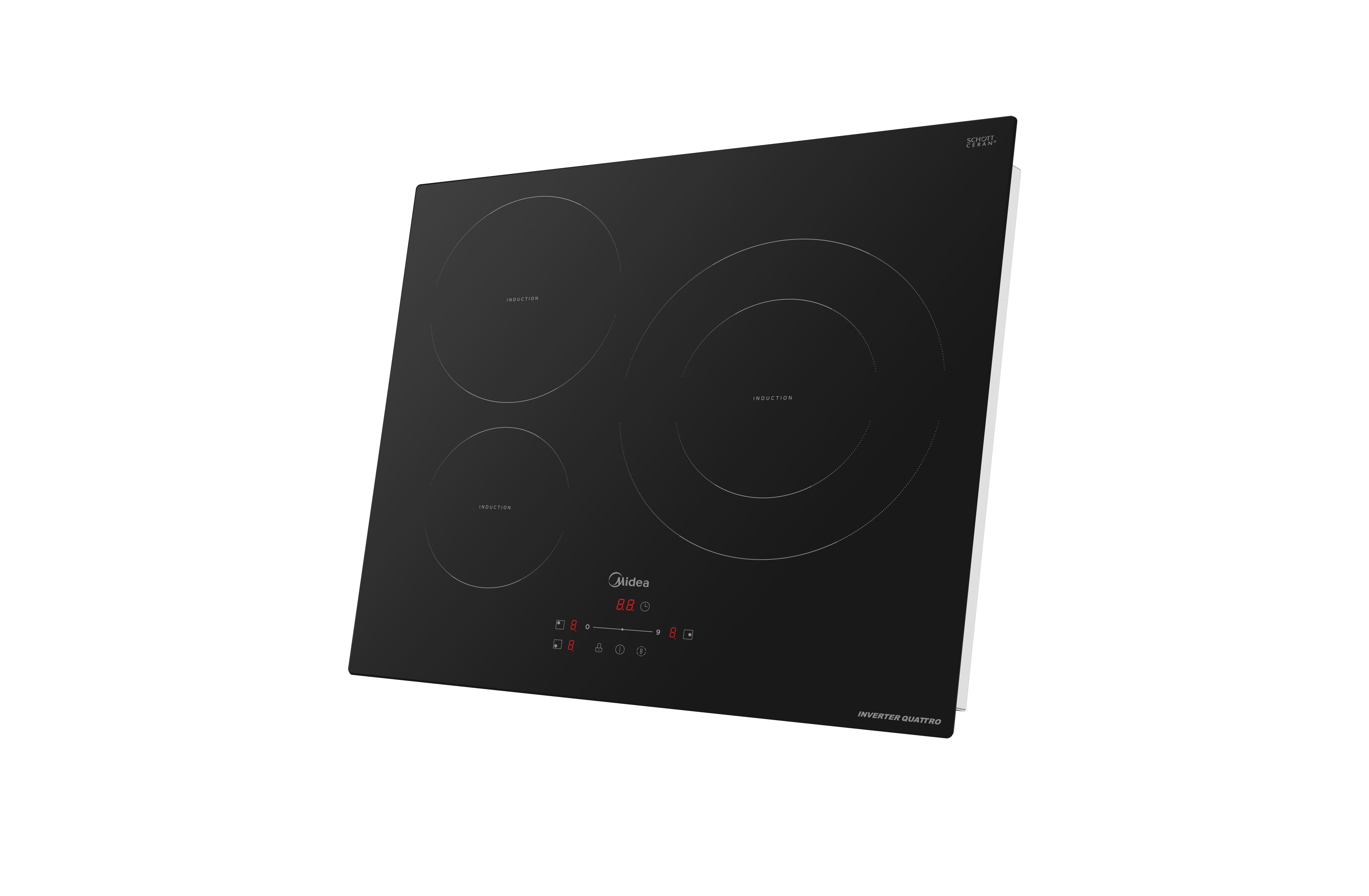 Placa inducción Midea con 3 zonas de cocción, Zona Gigante - MIH740T279K0 Cristal negro-5