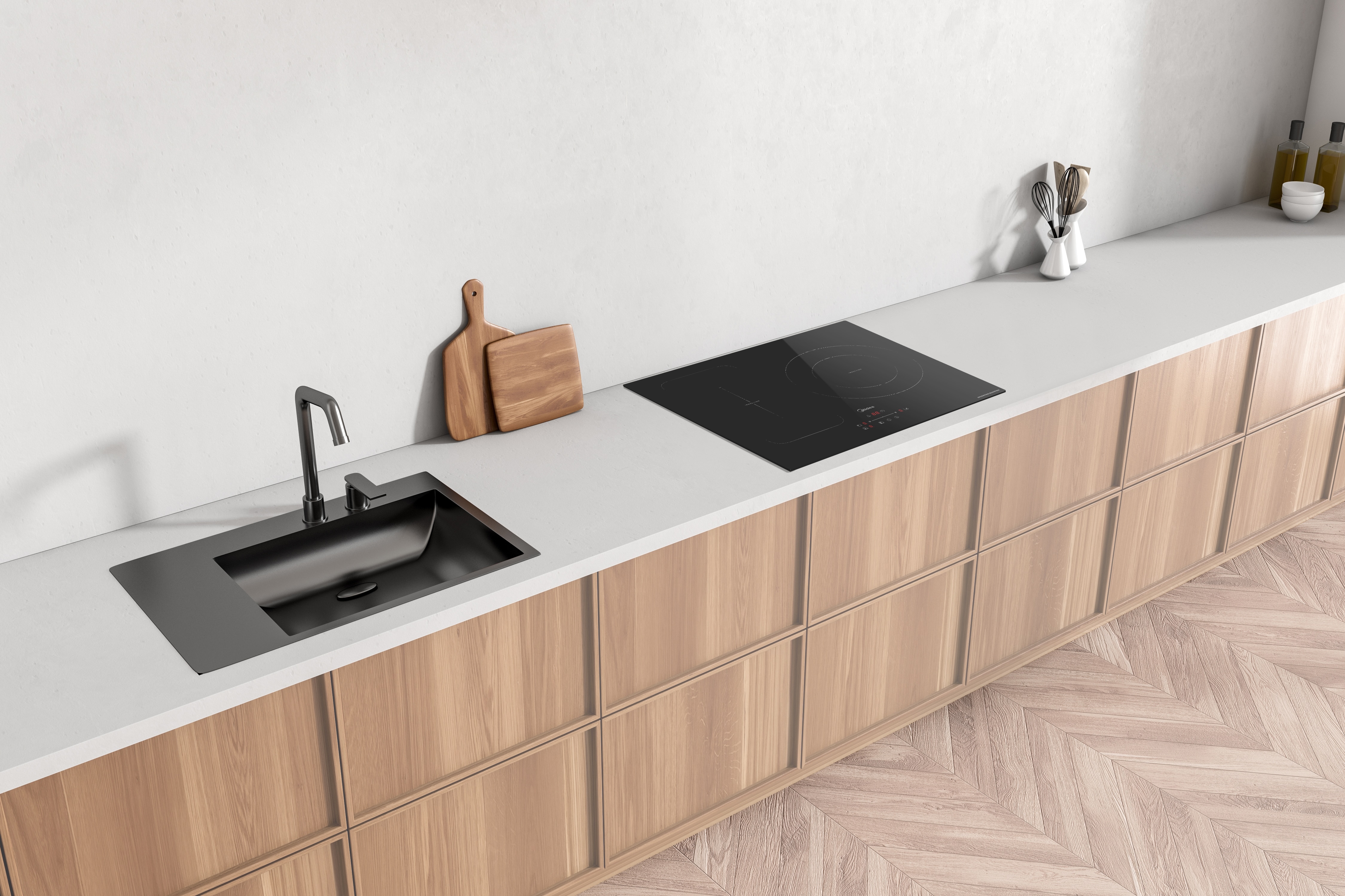Placa inducción Midea con 3 zonas de cocción, Zona Gigante - MIH740T279K0 Cristal negro-14