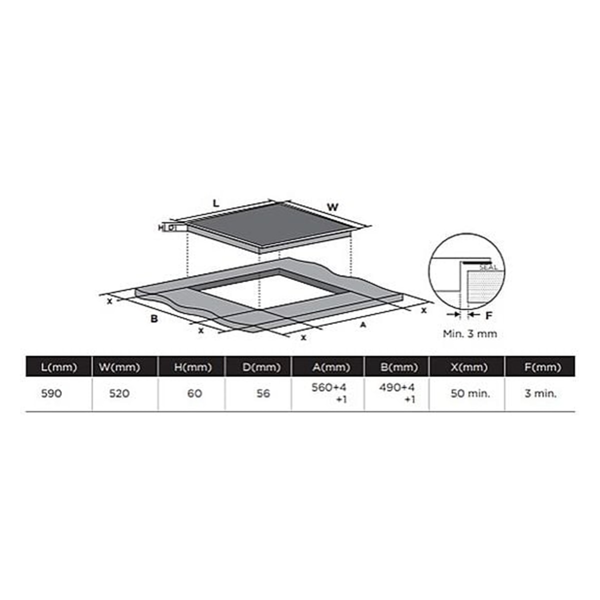 Placa de Indução Midea MIH740T467K0 de 3 Zonas e de 59 cm - Preto Vidro preto-3