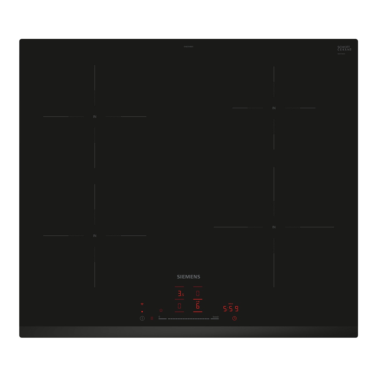 Placa de inducción Siemens iQ100, 4 zonas - EH631HEB1E Negro-1