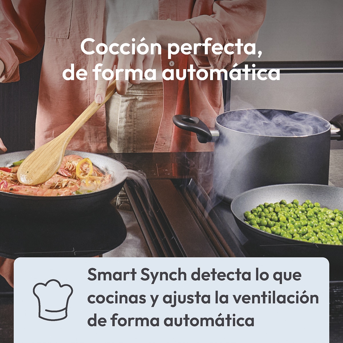 Placa de Inducción Candy con extractor integrado, 4 Zonas de Cocción, Cook - CIH8I4CF Negro-10