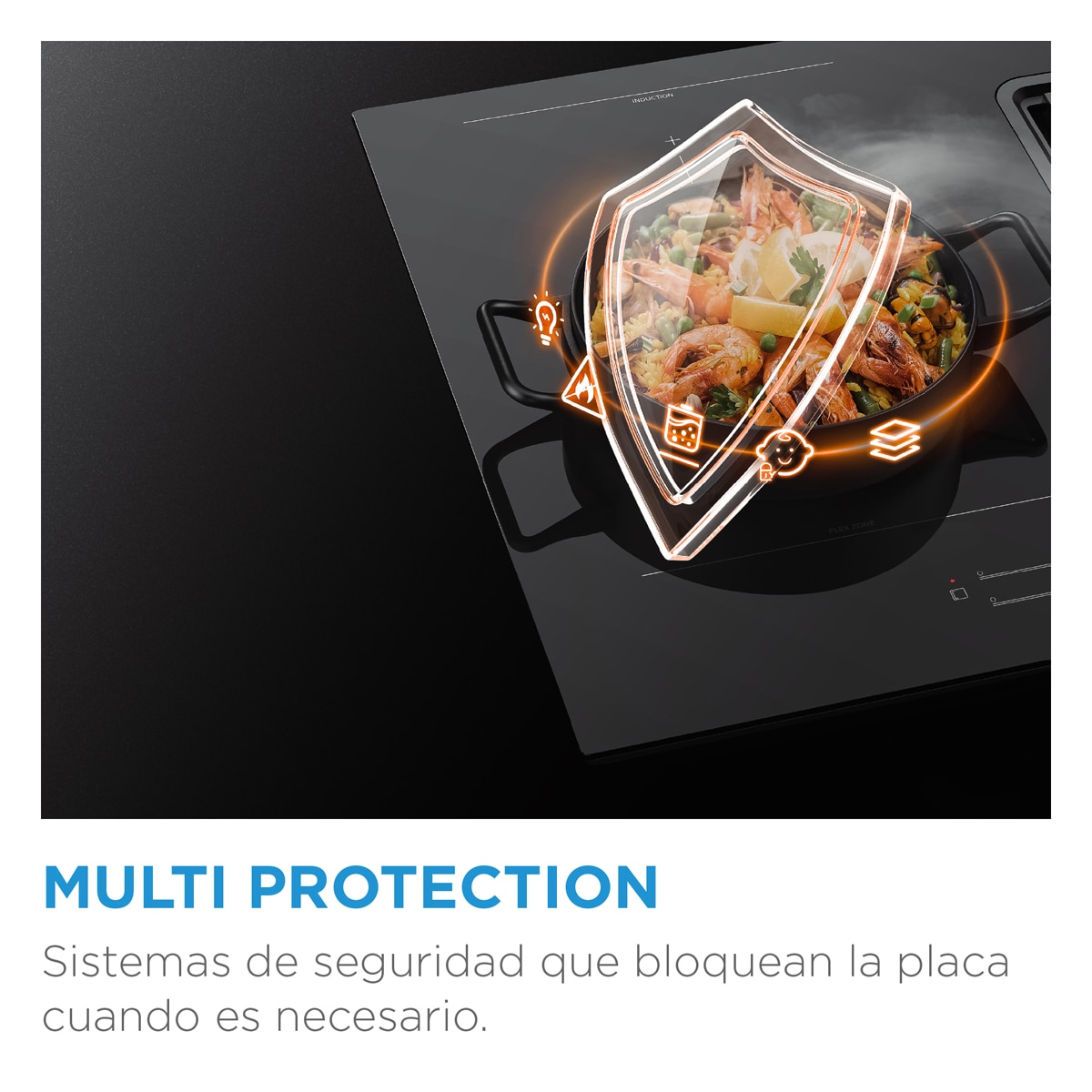 Placa Induccion MIDEA 3 zonas con tecnología Inverter Quattro - MIH740T278K0 Negro-6