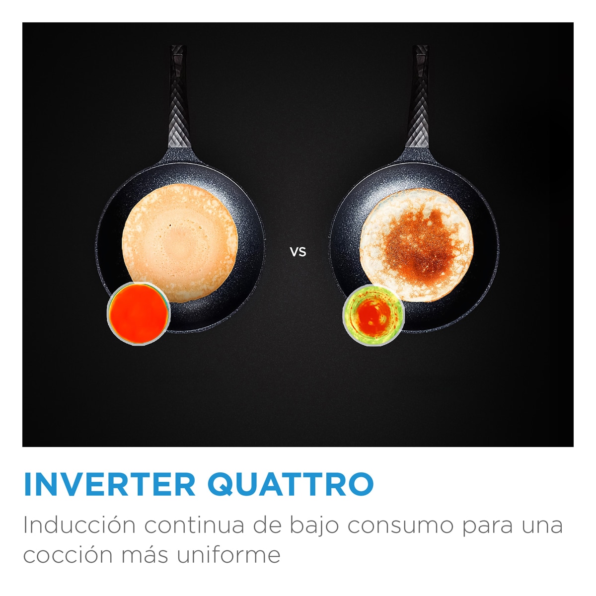 Placa Induccion MIDEA 3 zonas con tecnología Inverter Quattro - MIH740T278K0 Negro-7